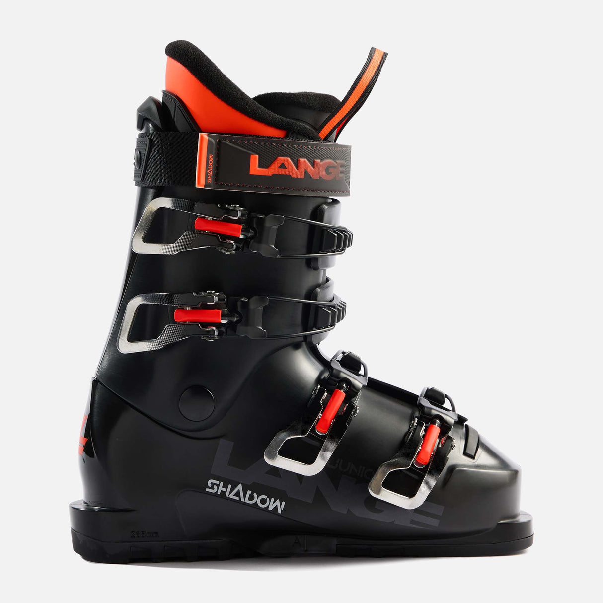 ShadowJ- Black and red ski boot on a white background