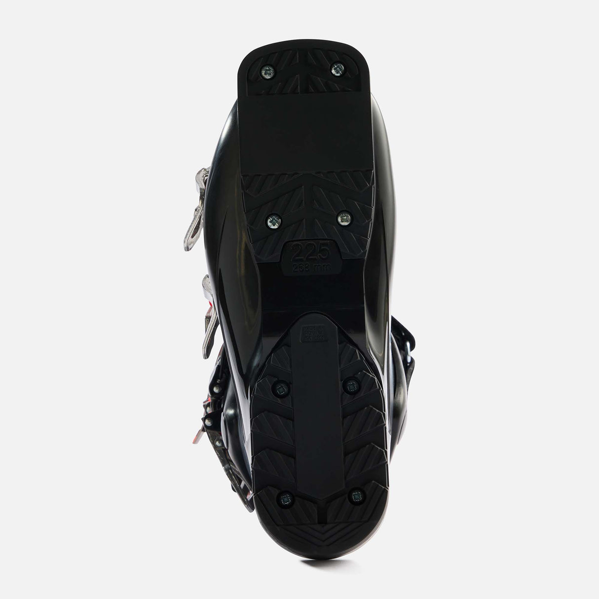 ShadowJ- Black and red ski boot on a white background