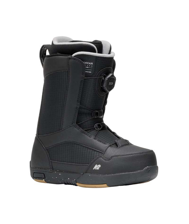 SidecarBoot- Black snowboard boot on a white background