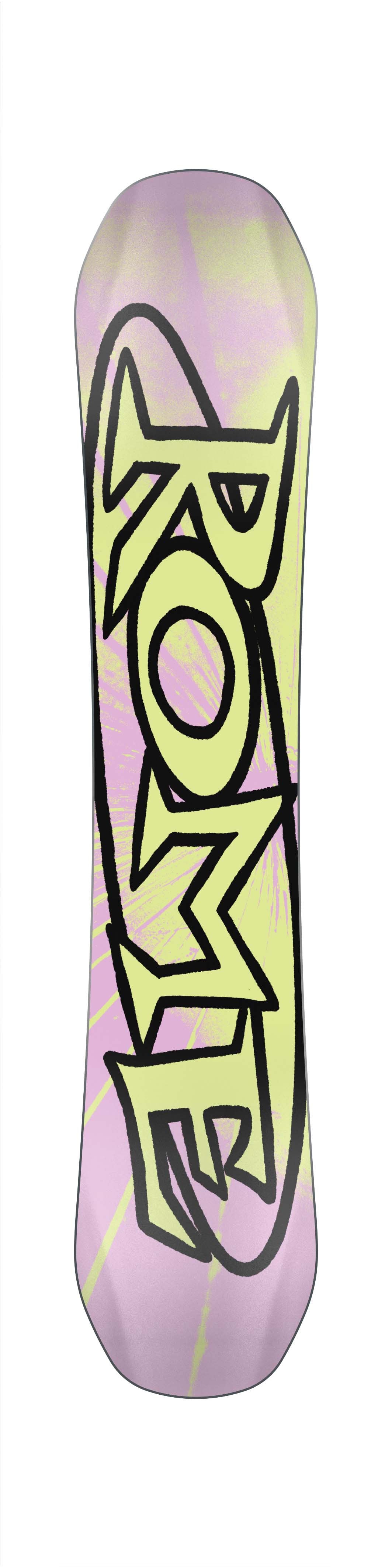 Slapstick- Snowboard base with 'Rome' logo on a white background