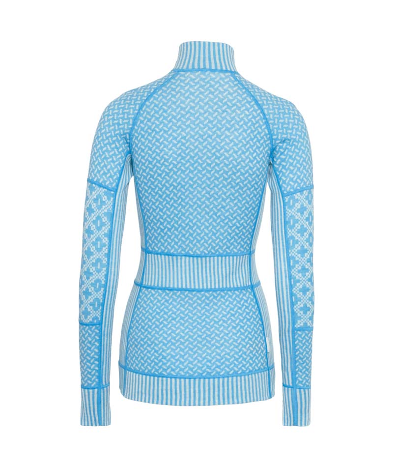 Smekker1_2ZipBaseLayer-Light blue sweater with intricate patterns on a white background