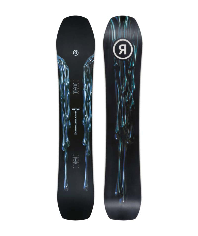 Smokescreen- Black and blue snowboard on a white background