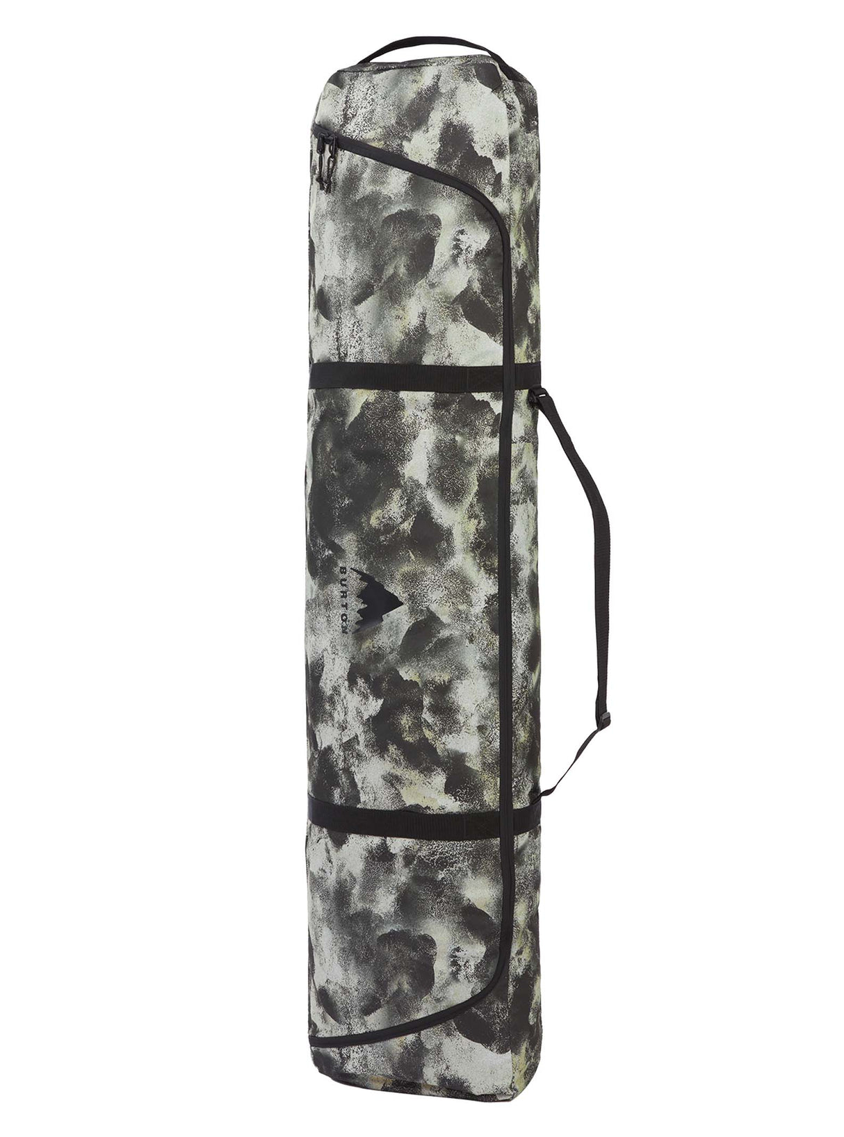 SpaceSackSBBag-Camouflage-patterned bag with black straps on a white background