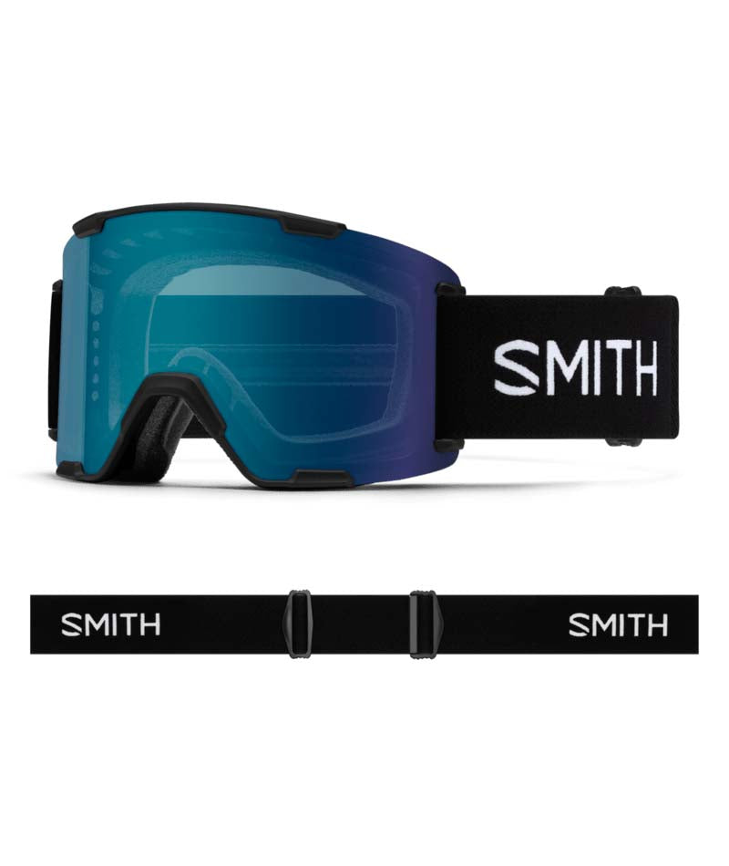 StashXL-Smith goggles with blue lens and black frame on a white background