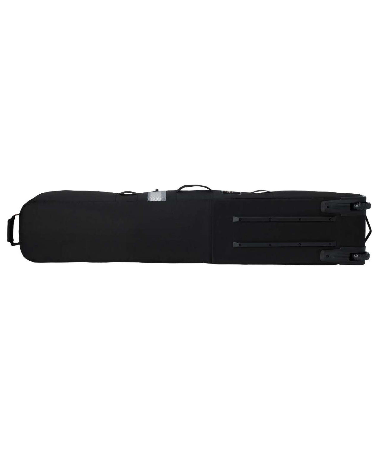 TeamLowRollerSnowboardBagJamieAnderson-Black snowboard bag with colorful stripes and Dakine branding on a white background