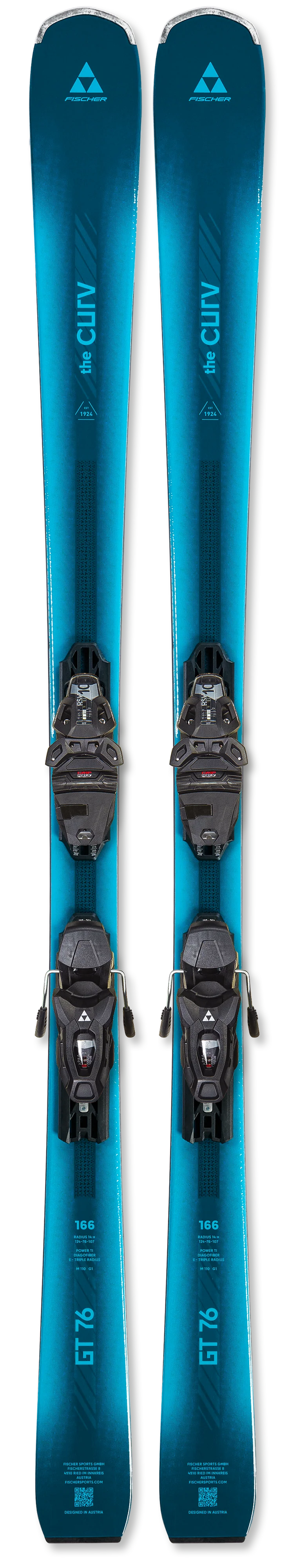 TheCurvGT76_RSW10PR-A pair of blue skis, shown vertically against a plain white background.