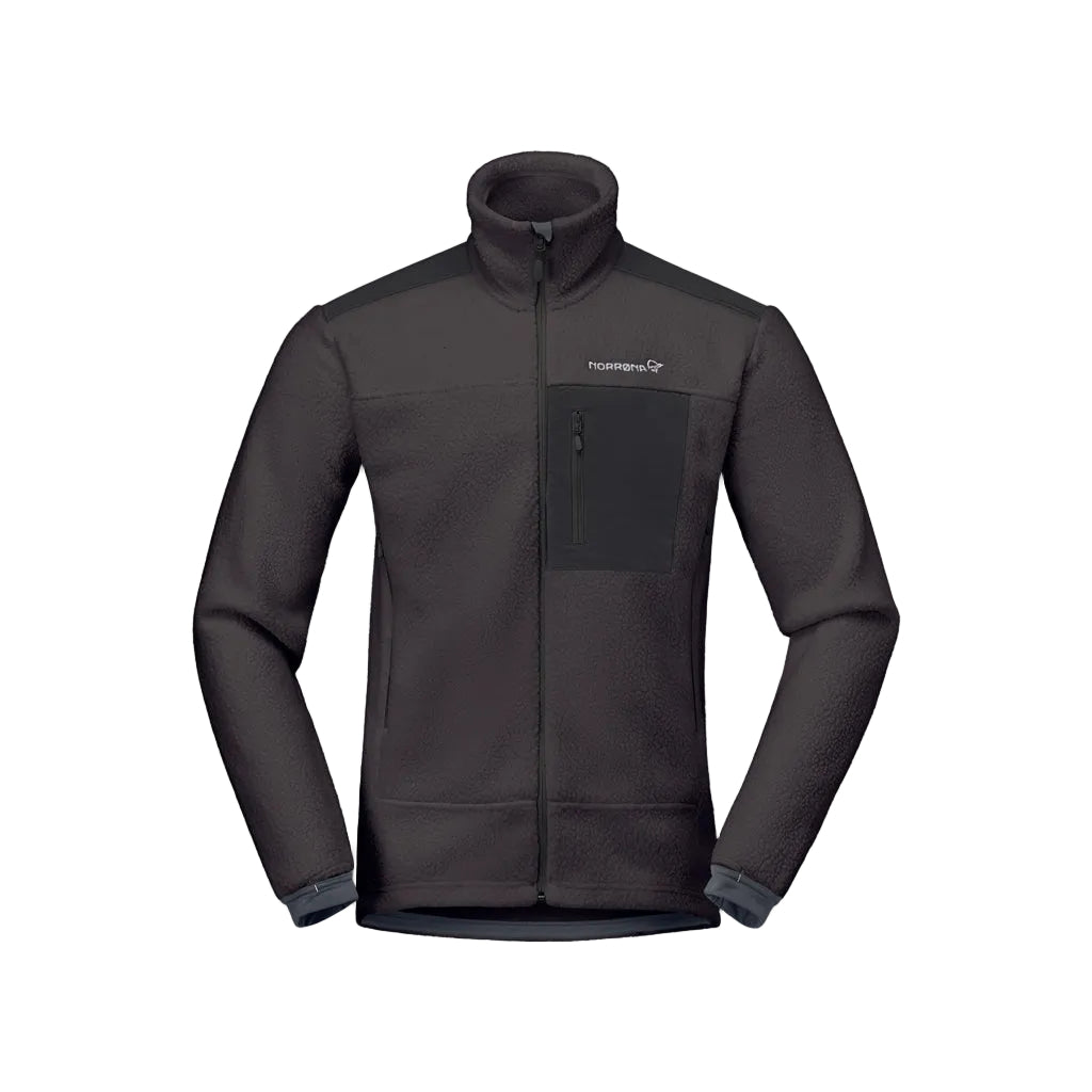 TrollveggenWarm3Jkt_-Black jacket with a brand logo on a white background