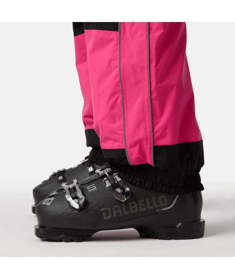UllrDBibShellPant- Pink bib overalls with black accents on a white background
