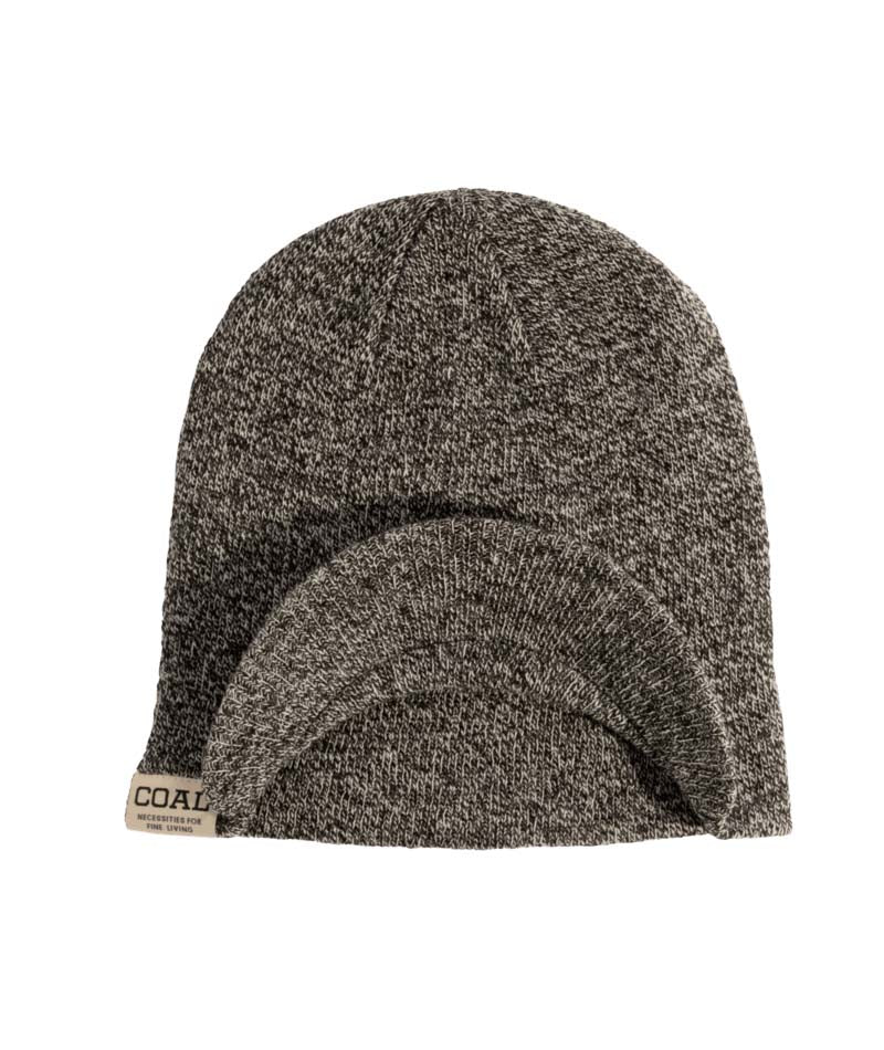 UniformBrimBeanie- Grey beanie with a brand label on a white background