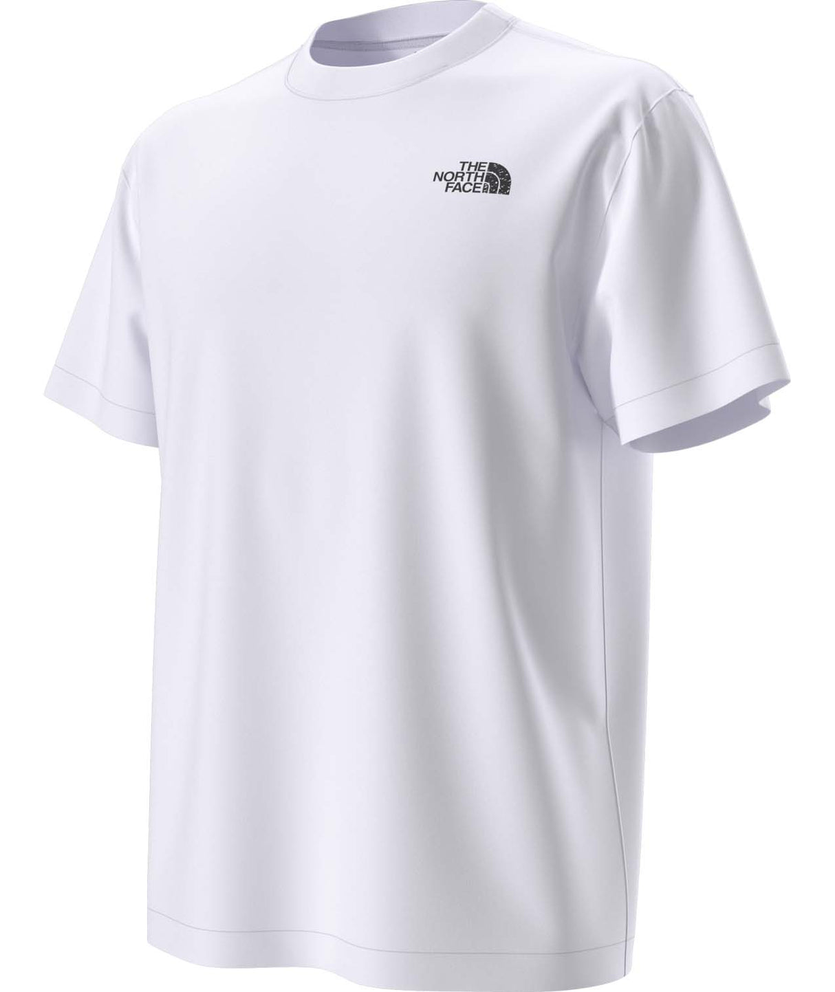 UnisexNSESlopesRelaxedShort-SleeveTee- White T-Shirt with 'The North Face' logo on the top right shoulder on a white background