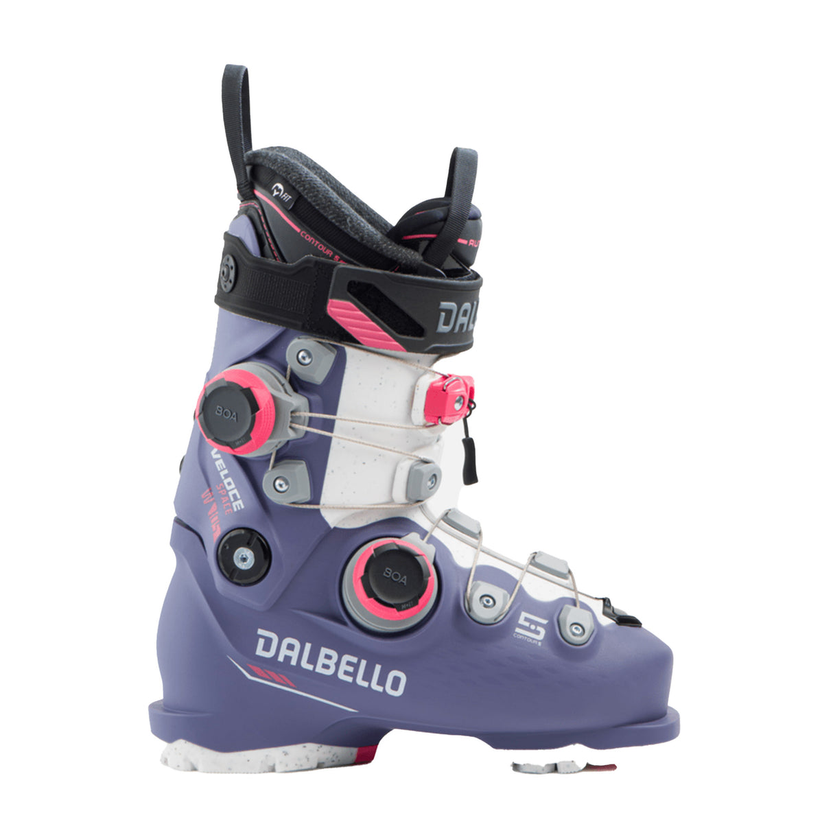 WVeloceSpace105DualBOA-Purple Dalbello ski boot on a white background