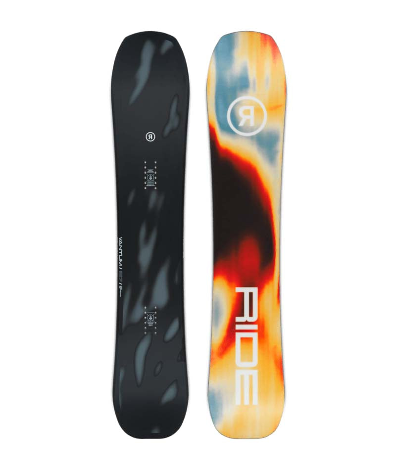 Vantum- Black multicolored snowboard on a white background