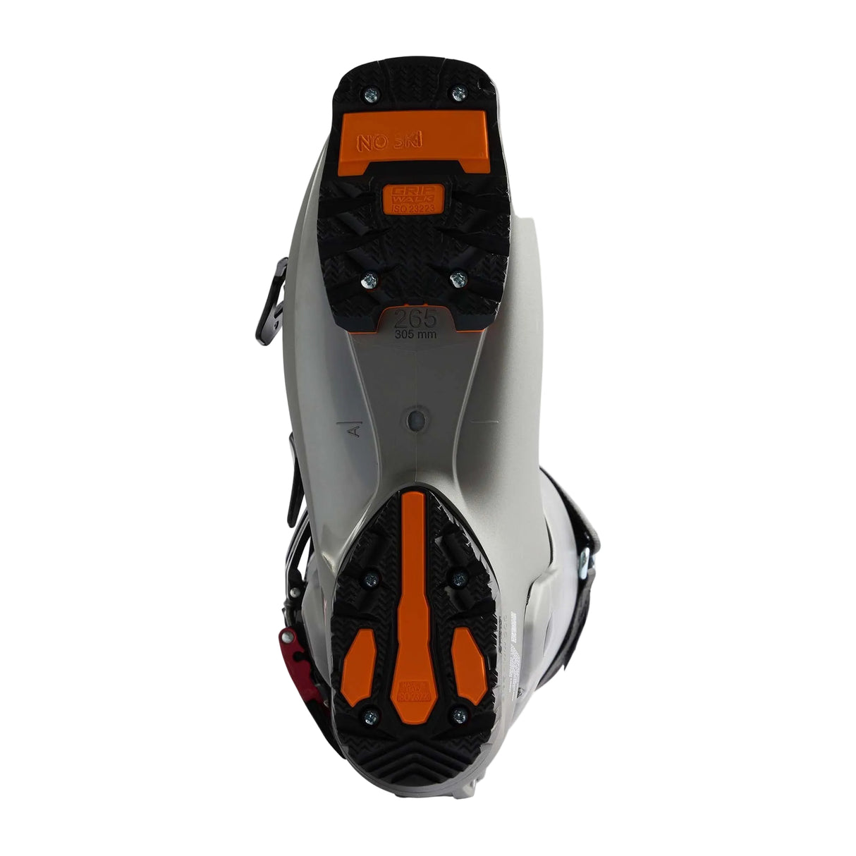 Vizion4B100HV- Grey, black and red ski boot on a white background