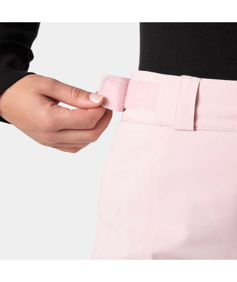 WAlpheliaInsulatedPant-Pink pants with black accents on a white background