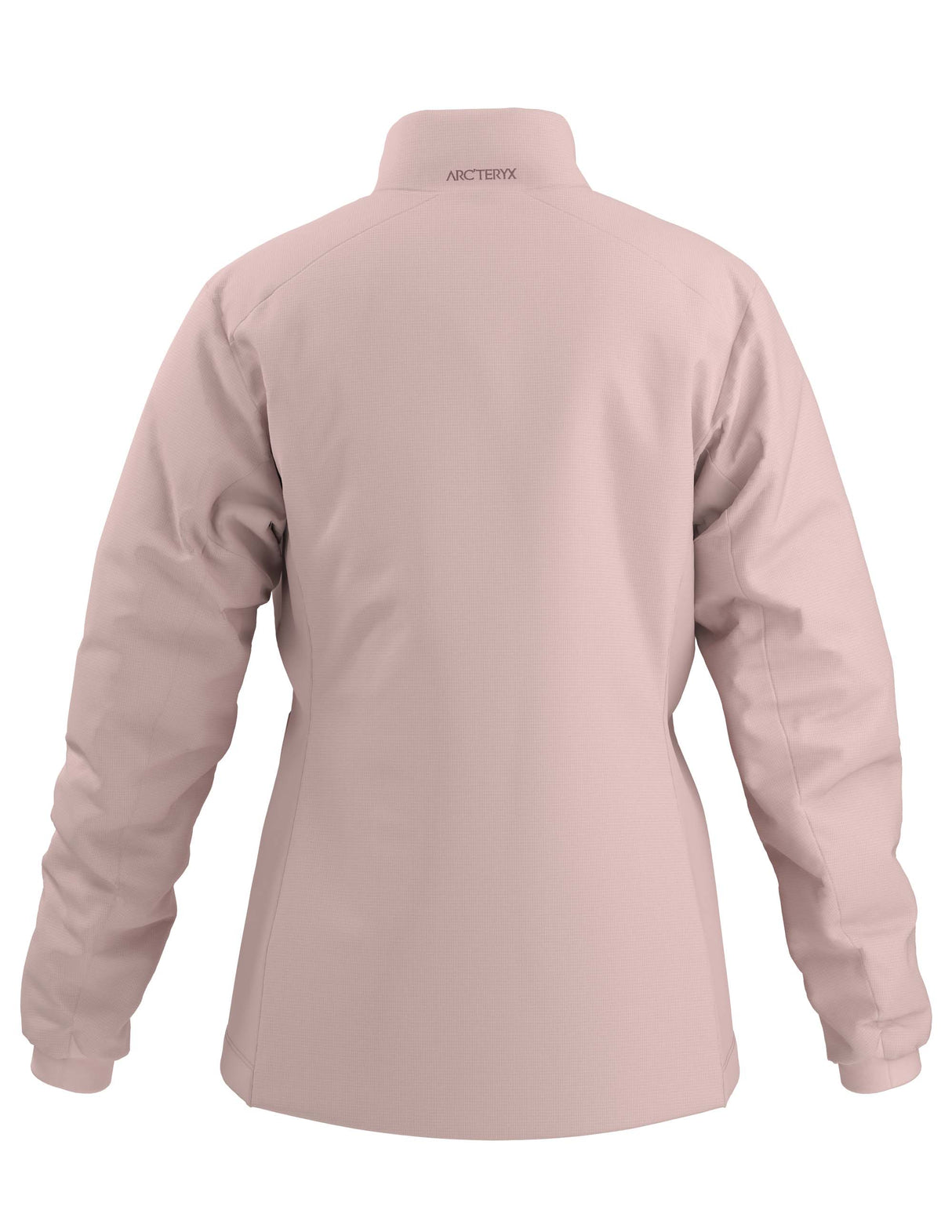 WAtomJacket-A light pink full-zip jacket with a stand-up collar and the Arc'teryx logo on the left chest, shown against a plain white background.