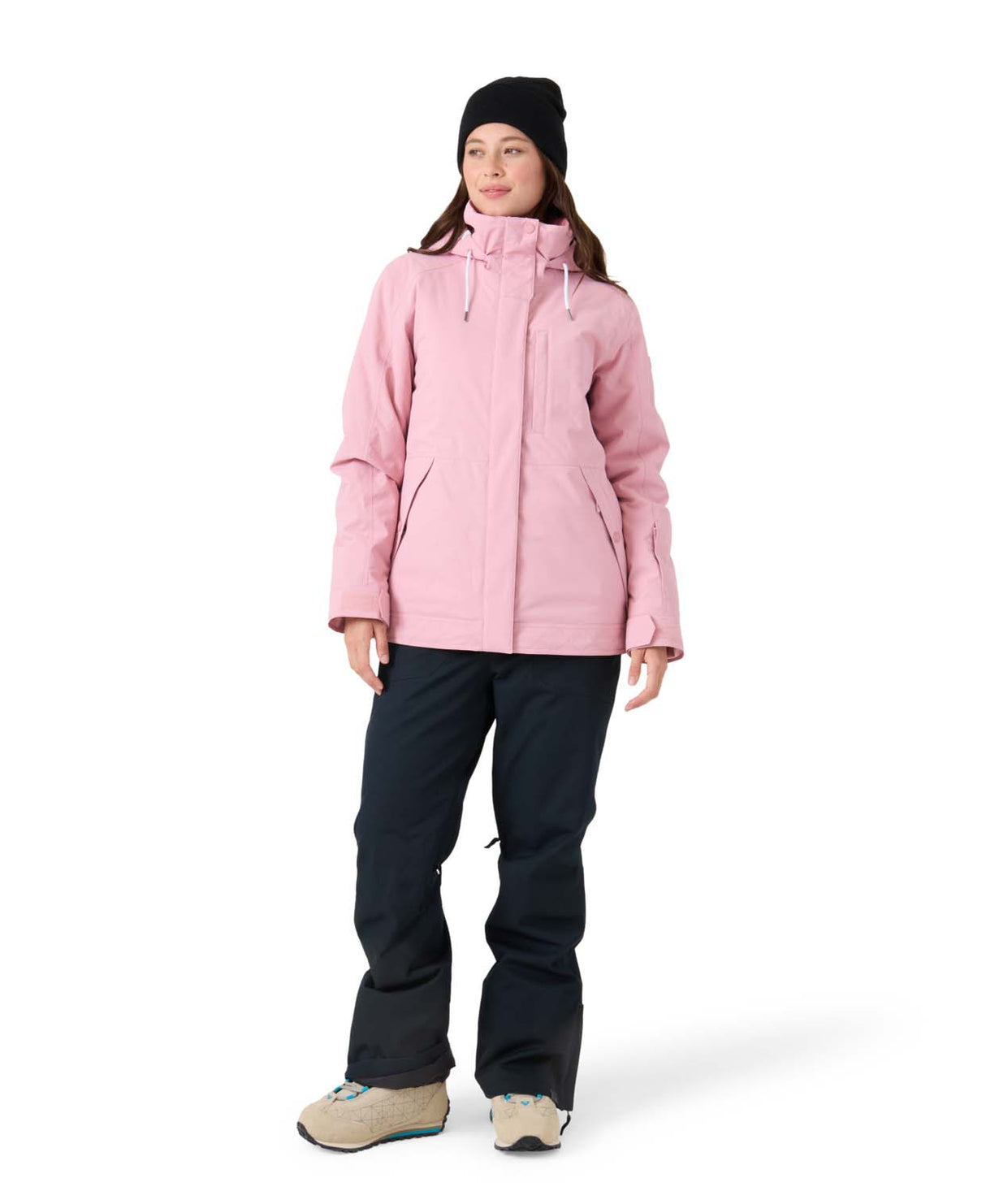 WBillieJacket- Woman wearing a pink jacket on a white background