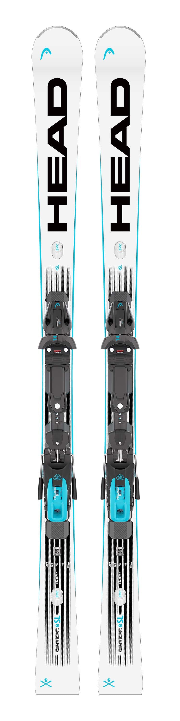 WCRebelse-SLTeamKidsSki- White, black, and blue 'Head' ski on a white background