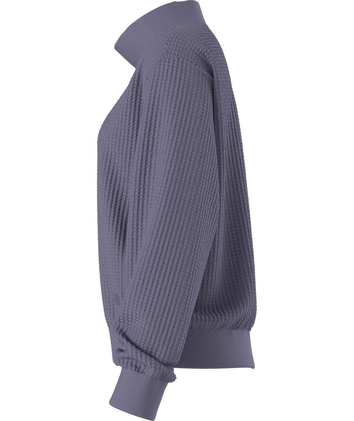 WChabot2.0MockNeck- Purple ribbed mock-neck sweater on a white background