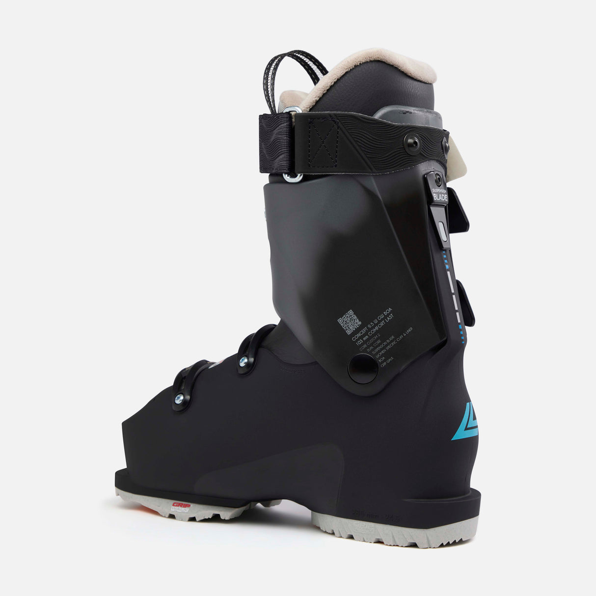 WConcept9.5BOA- Black and blue ski boot on a white background