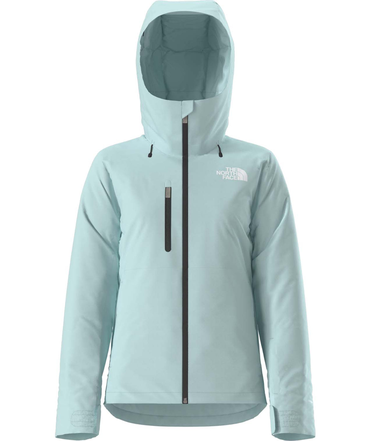 WDescenditJacket-Light blue jacket with a hood on a white background