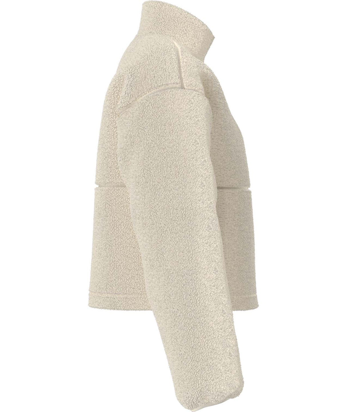 WExtremePile2Pullover-Beige fleece pullover with a quarter zip and front pocket on a white background