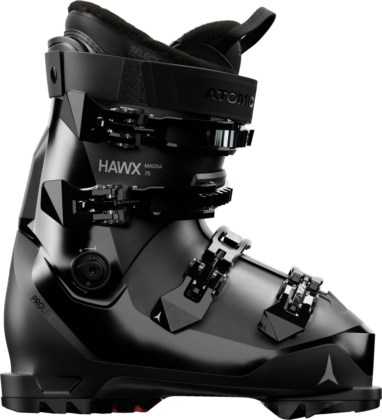 WHawxMagna75-Black Atomic Hawx ski boot on a white background