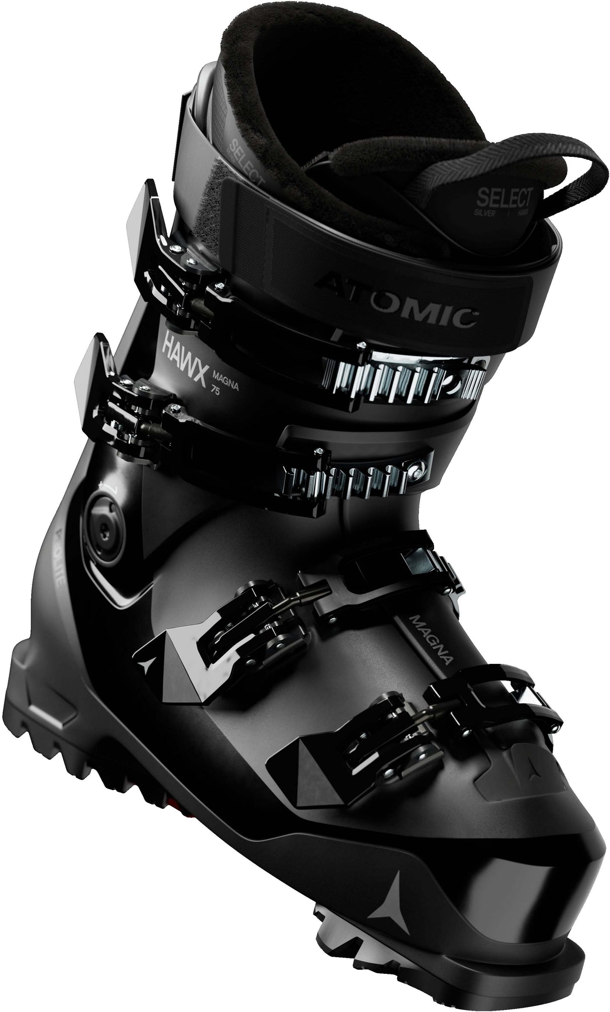 WHawxMagna75-Black Atomic Hawx ski boot on a white background
