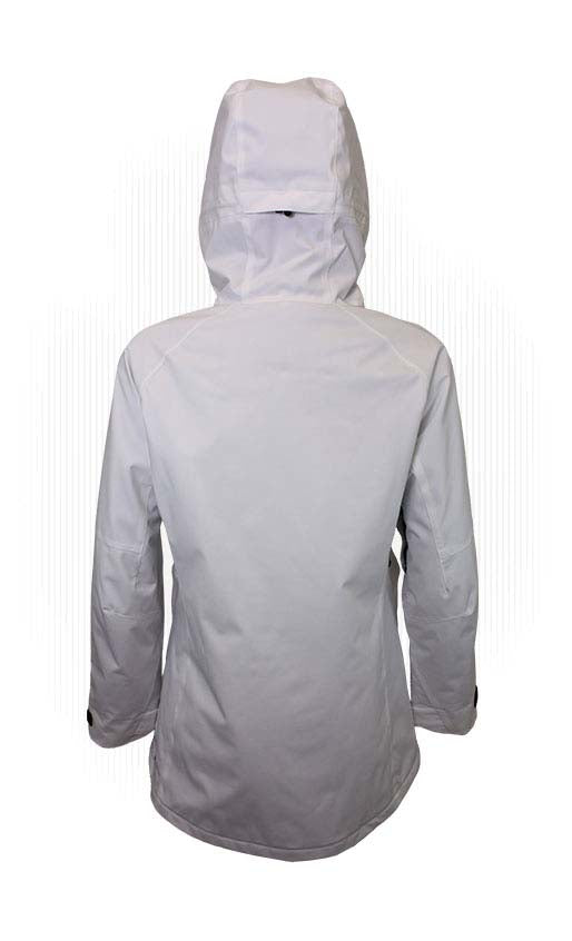 WHotCocoaJacket-White winter jacket with a hood on a white background
