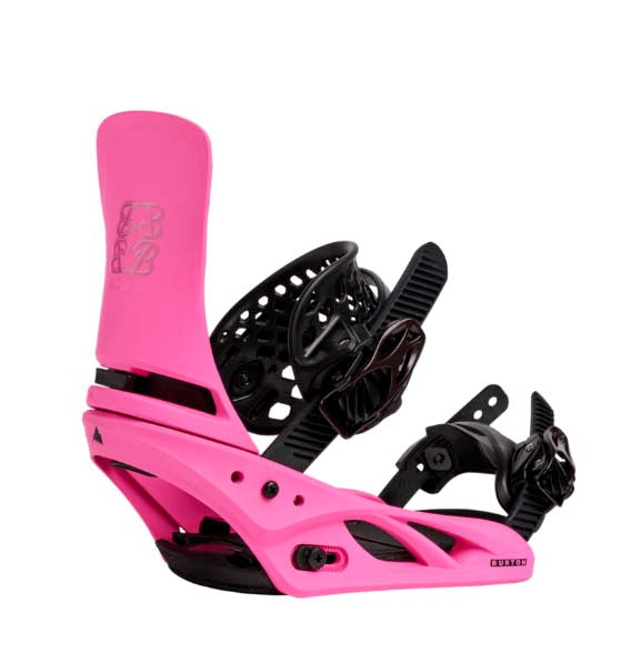WLexaXReFlexSnowboardBindings-Pink snowboard binding with black hardware on a white background