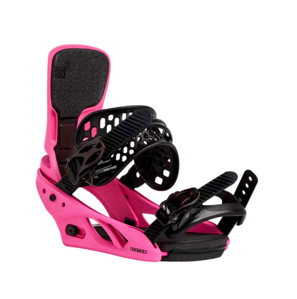 WLexaXReFlexSnowboardBindings-Pink snowboard binding with black hardware on a white background