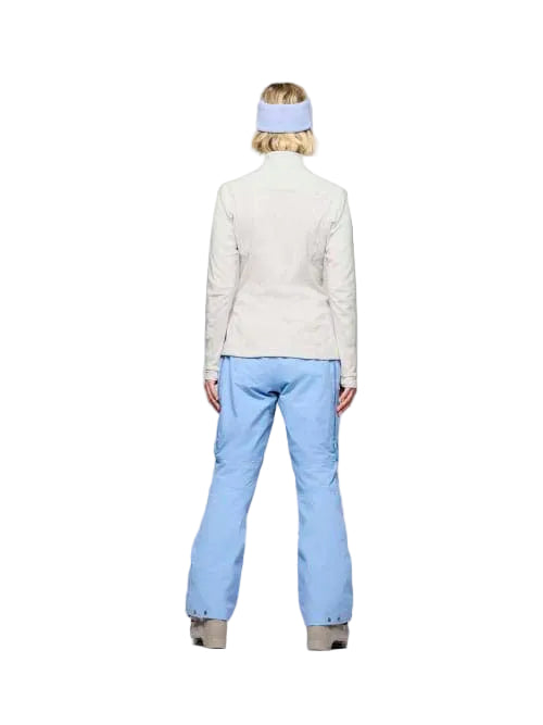 Lofoten Warm2 Jacket -White and blue fleece jacket with a brand logo on a white background