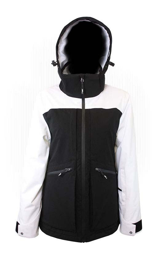 WMelterJacket-Black and white jacket on a white background