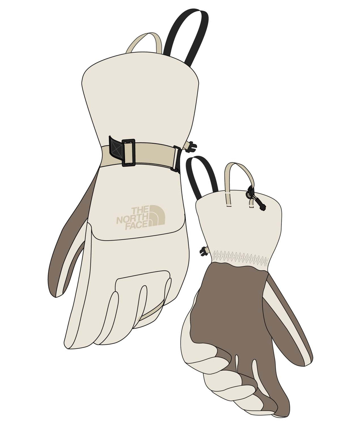 WMontanaGlove-Pair of gloves with The North Face logo on a white background
