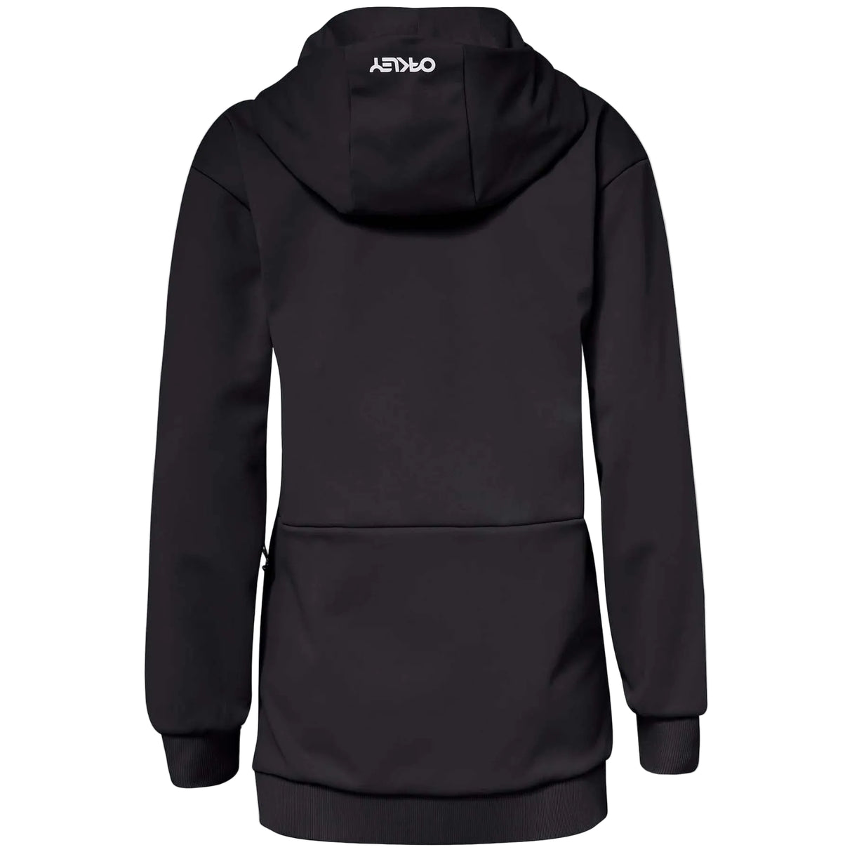 WParkRCSoftshellHoodie-Black hoodie with a brand logo on a white background