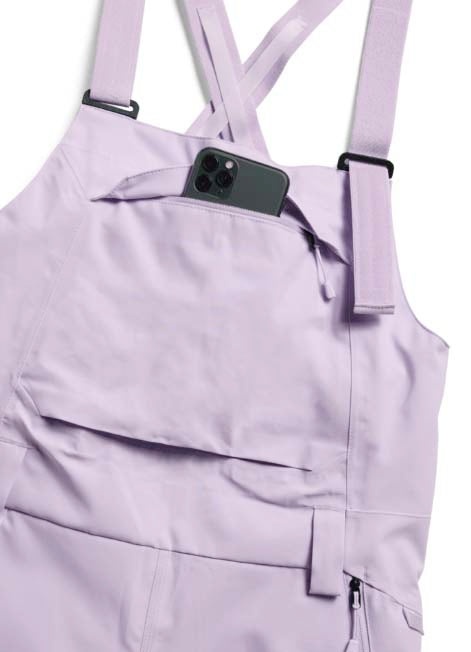 WReserve2LStretchBibPants-Purple bib overalls on a white background
