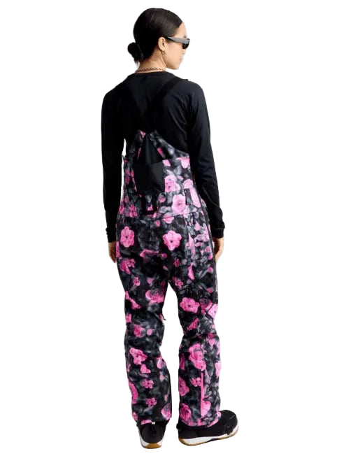 WReserve2LStretchBibPants-Floral patterned bib overalls on a white background