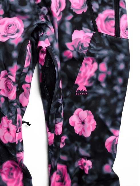 WReserve2LStretchBibPants-Floral patterned bib overalls on a white background