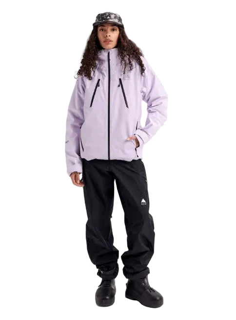 WReserveGORE-TEX2LInsulatedJacket-Person wearing a light purple jacket and black pants on a white background