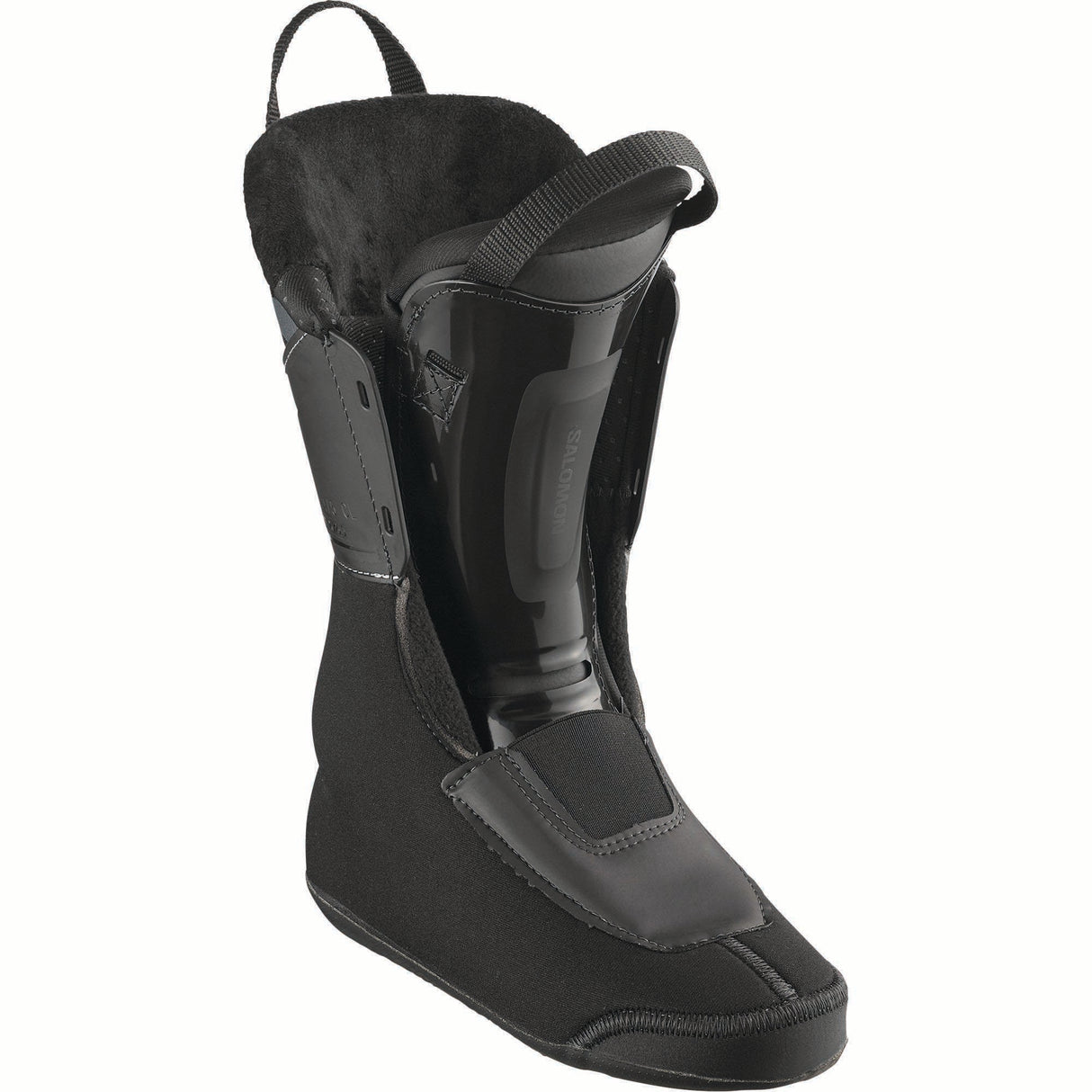 WSPROSUPRA85-Black Salomon ski boot on a white background