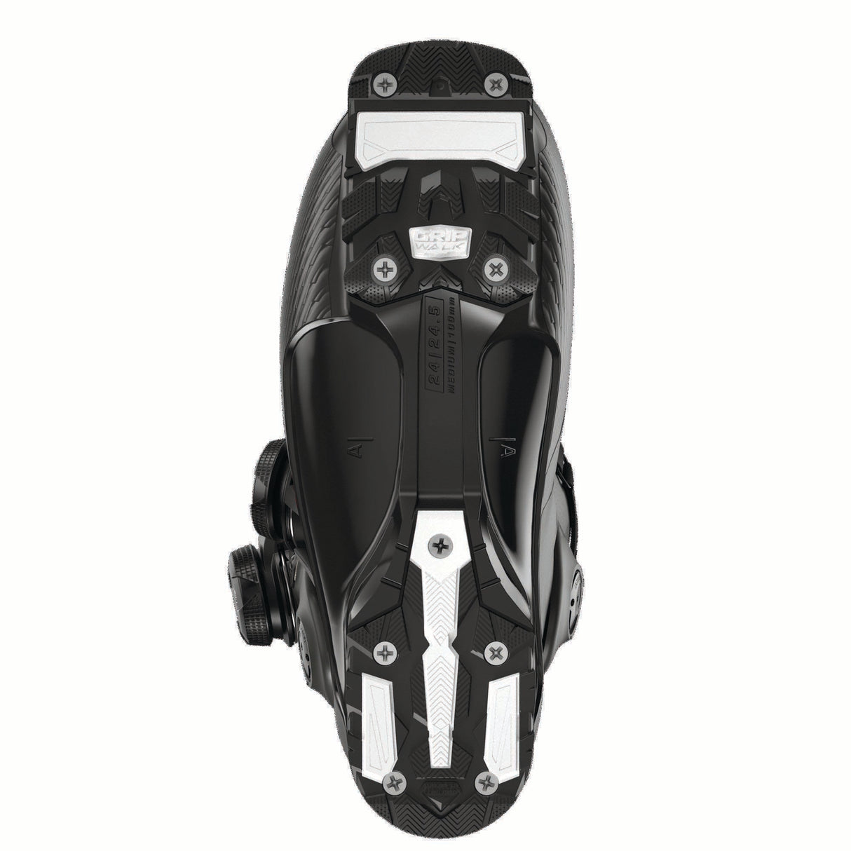 WSPROSUPRADUALBOA115- Black Salomon ski boot with pink accents on a white background