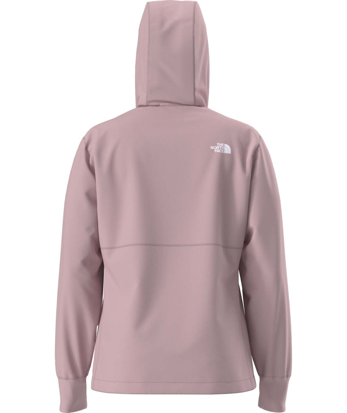 WShelbeRaschelHoodie-Pink hoodie with The North Face logo on the back against a white background