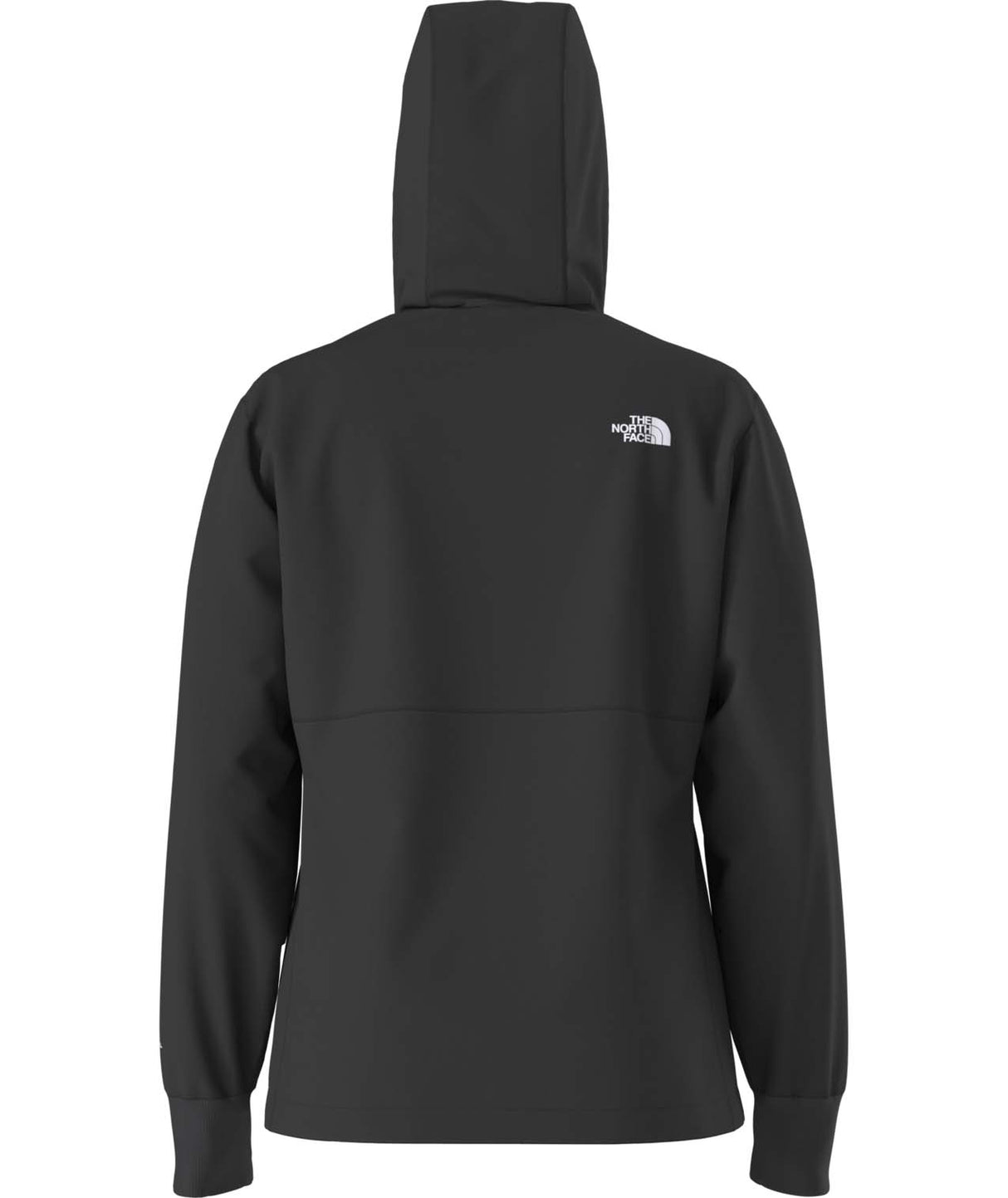 WShelbeRaschelHoodie-Black hoodie with a brand logo on the back against a white background