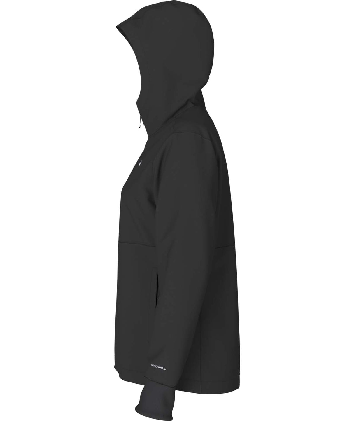 WShelbeRaschelHoodie-Black hooded jacket on a white background
