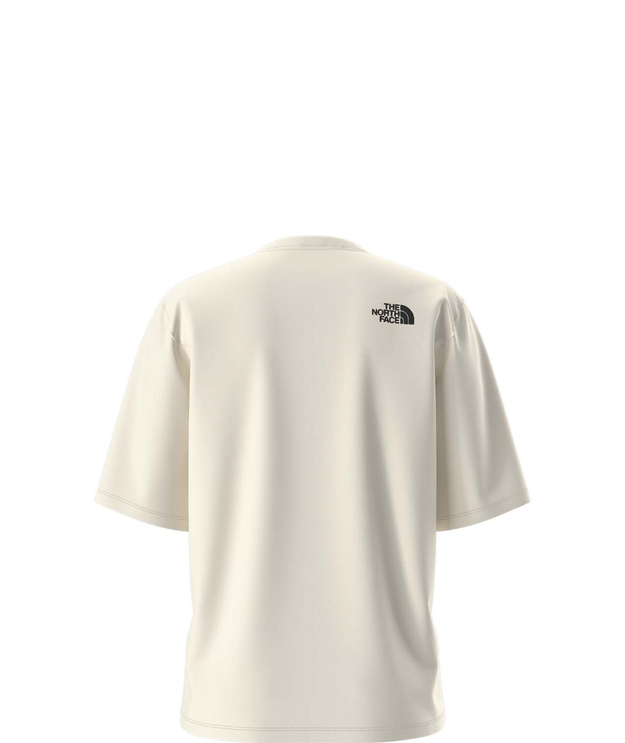 WSkiEmbroBoxyShort-SleeveTee- Cream T-shirt with 'The North Face' on the top right shoulder on a white background