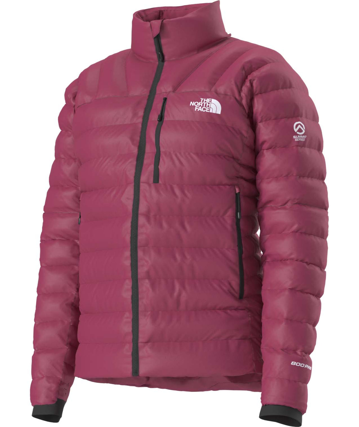 WSummitBreithornJacket-Maroon puffer jacket with The North Face logo on a white background