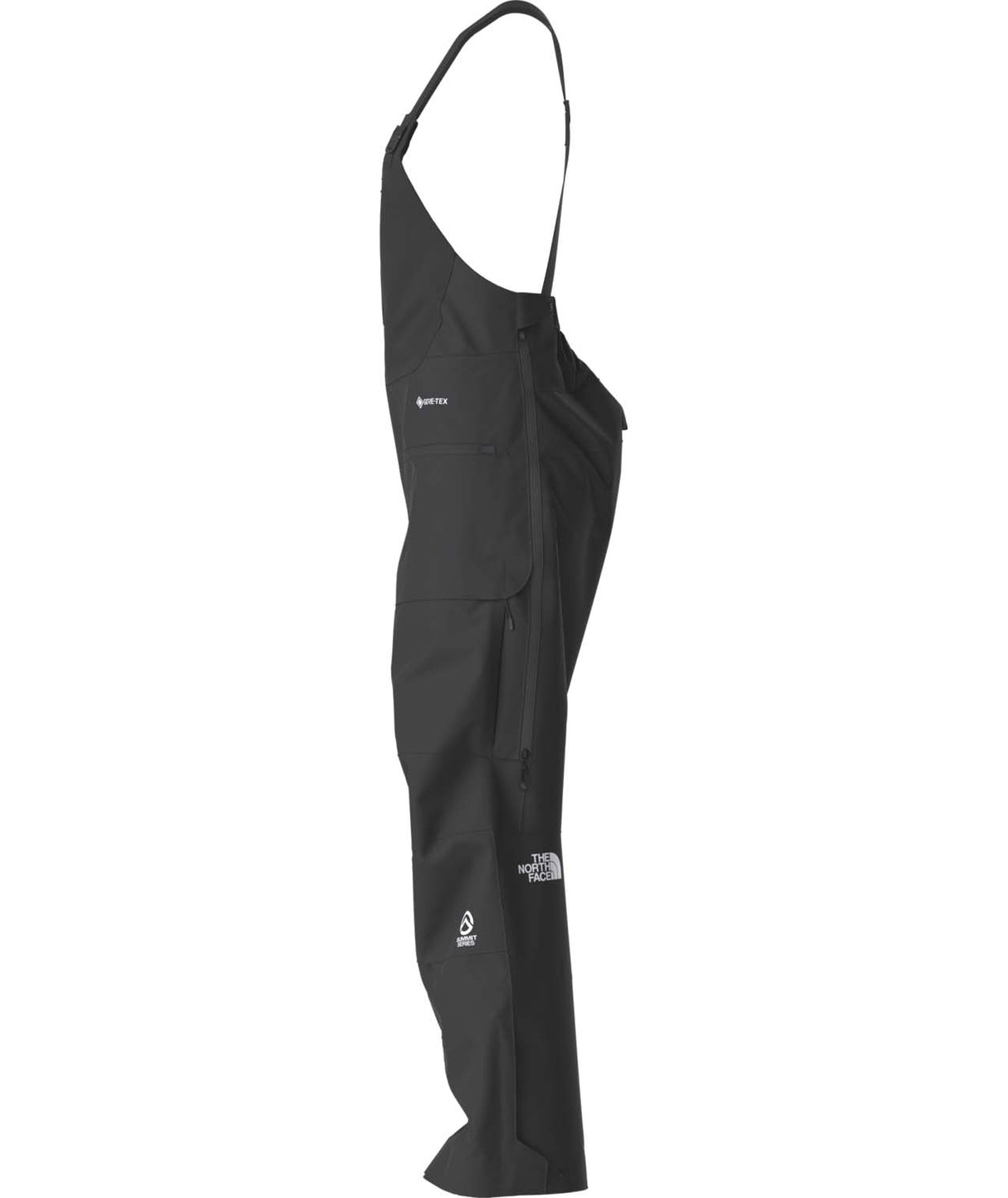 WSummitVerbierGTXBib-Black bib overalls with brand logo on a white background