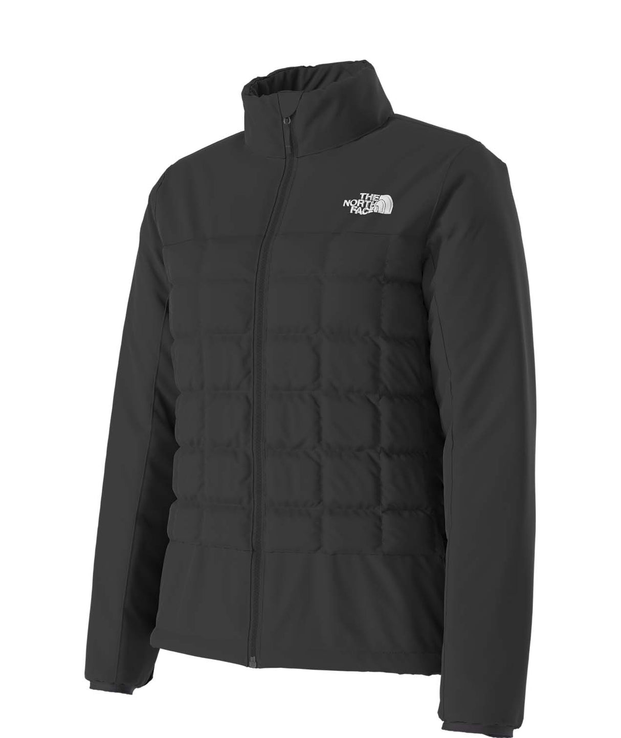 WTHERMOBALLSnowTriclimate-Black puffer jacket with The North Face logo on a white background