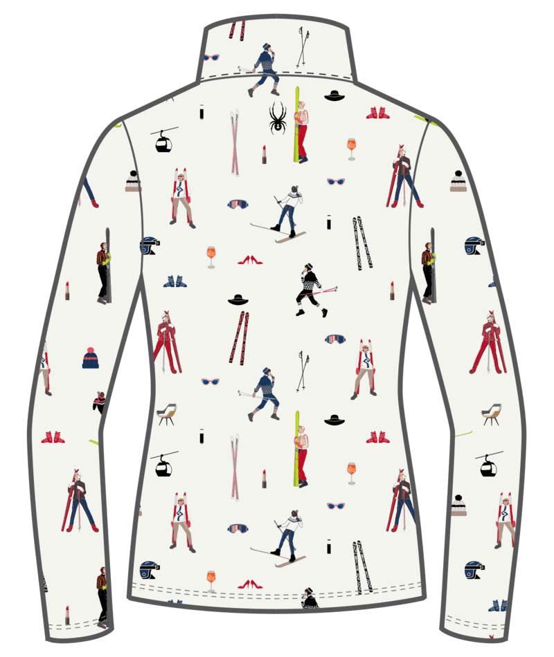 WVivid1_2Zip- White quarter zip with skier design on a white background