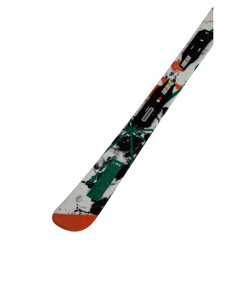 WallischShorty7.0- White Line Ski with paint splatter design on a white background