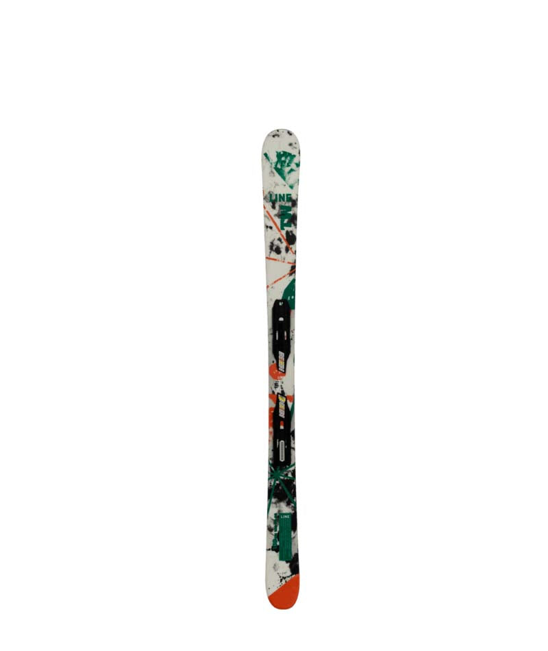 WallischShorty7.0- White Line Ski with paint splatter design on a white background